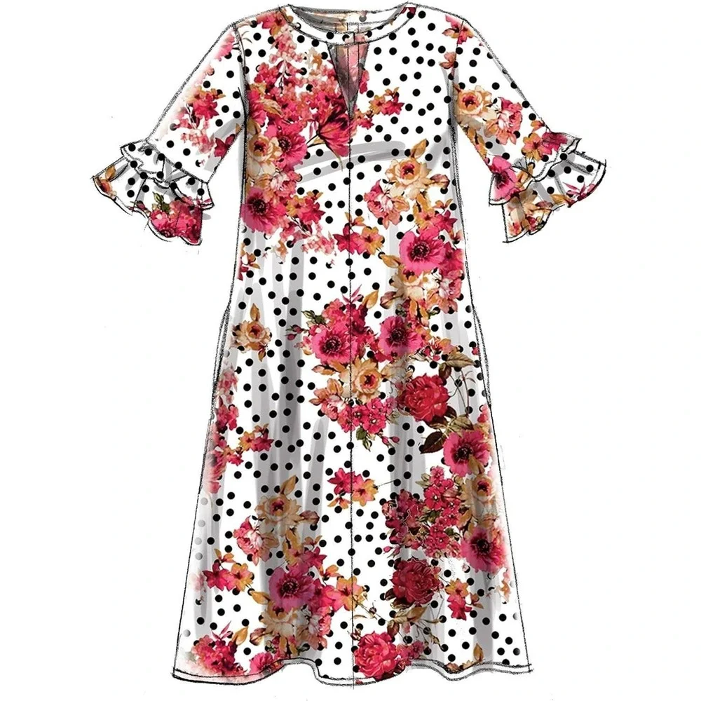 McCalls Sewing Pattern 7711 Dress Shaped Hem Misses Size XS-XL